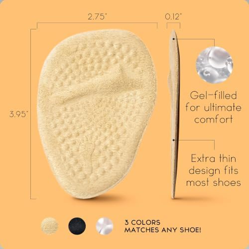 Walkize Ball of Foot Cushions for Women, Metatarsal Pads, 2 Pairs, Beige
