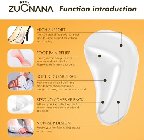 ZUCNANA Arch Support Inserts for Women Flat Feet Plantar Fasciitis 6 Pairs
