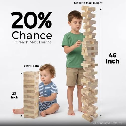 Outdoor Games Large Tumble Tower 54 Wood Blocks Stacking Game 4 FT Tall