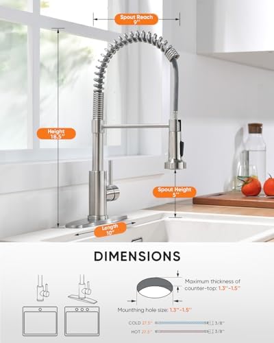 Kitchen Faucet with Pull Down Sprayer Brushed Nickel