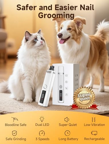 Dog Nail Grinder Whisper Quiet & Safe for Sensitive Dogs and Cats