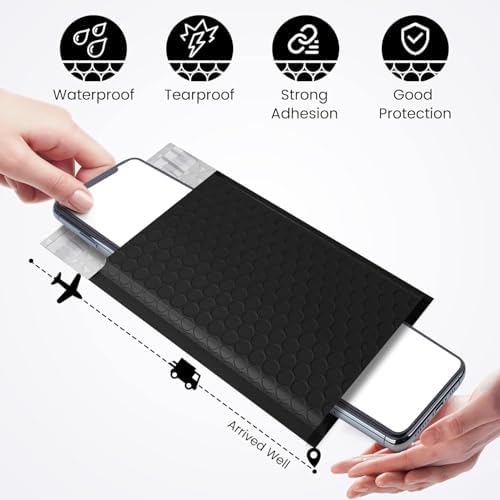 Fuxury Black Bubble Mailers 4x8" 200 Pack Waterproof Padded Envelopes