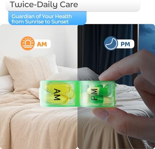 Colorwing Monthly Pill Organizer 2 Times a Day，Compact Pill Case