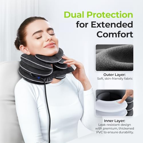 AUVON Inflatable Neck Stretcher with Chin-Up for Effective Neck Pain Relief