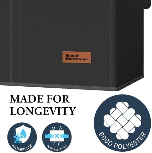 Simple Houseware Double Laundry Hamper with Lid & Removable Bags, Black