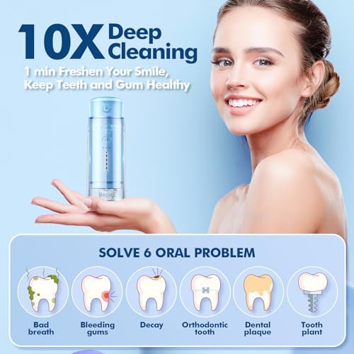 Bezvoi Mini Portable Water Flosser for Travel, 5 Modes Dental Floss, 6 Tips