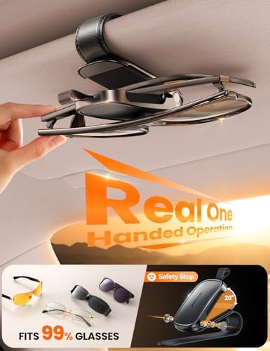 JOYROOM Magnetic Leather Sunglass Holder for Car Visor - Black