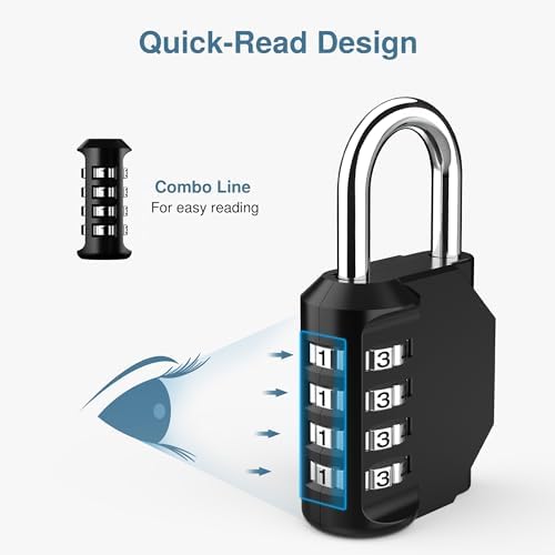 Puroma 2 Pack Combination Lock Locker 4 Digits Combo Padlock Gym Black
