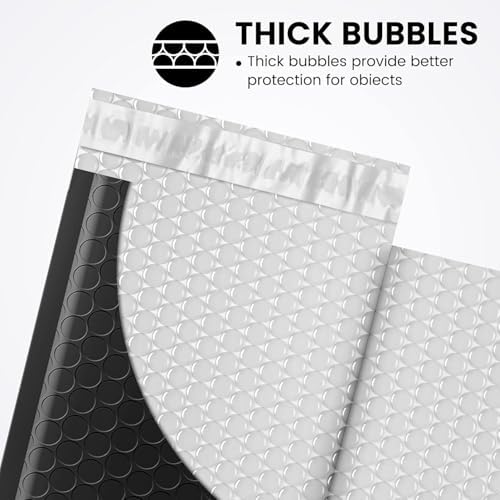 Fuxury Black Bubble Mailers 4x8" 200 Pack Waterproof Padded Envelopes