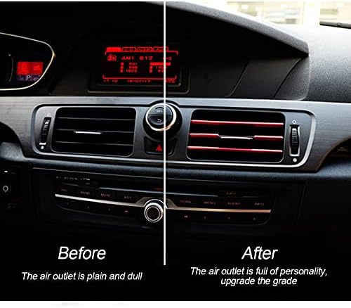 8sanlione 20PCS Waterproof Bendable Car Air Vent Trim Strips, Red
