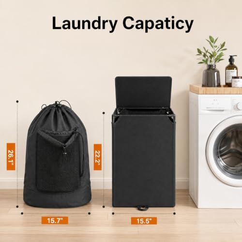 Foluck 60L 2-in-1 Laundry Hamper with Waterproof Laundry Backpack