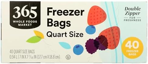 365 by Whole Foods Market, Quart Size Freezer Bags, Double Zipper, 40 Count