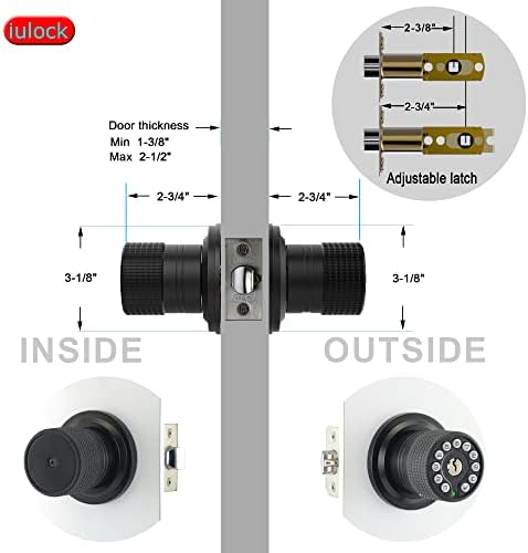 iulock Keypad & Key Smart Door Lock, 50 User Codes, Waterproof, Auto Lock - Matte Black