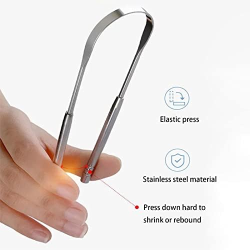 2 Pack Tongue Scraper for Adults, Stainless Steel Tongue Cleaners