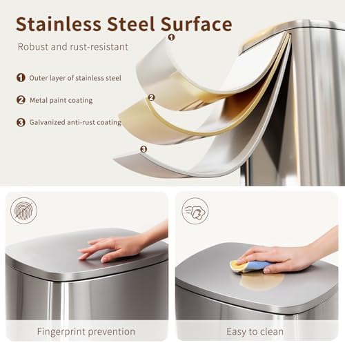 PayLessHere | 13G Trash Can with Lid | Steel | Removable Inner Bucket
