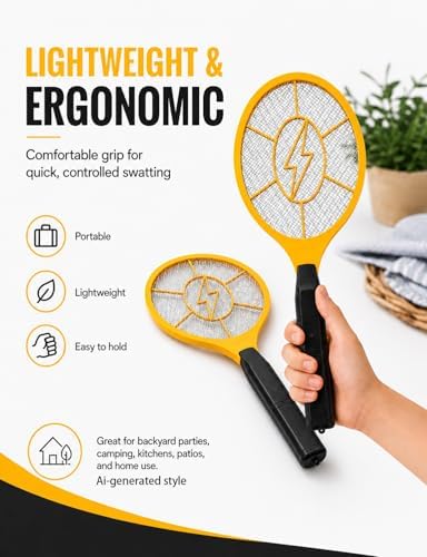 Electric Fly Swatter, 2 Pack, Handheld Bug Zapper Racket