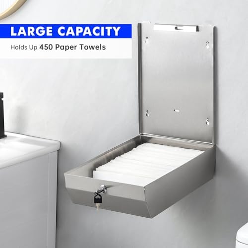Gorlary Commercial Paper Towel Dispenser Wall Mount, Silver
