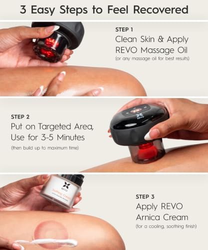 REVO The Original 4-in-1 Smart Cupping Massager with LED Light, Heat, Dynamic Suction & Vibration Massage, Portable Cordless Rechargeable Cupping Device for Body- 1 Pack