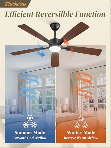 Fanbulous 52 Inch Ceiling Fans with Lights, Black, Remote & APP Control