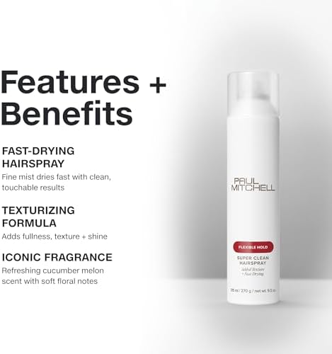 Paul Mitchell Super Clean Hairspray, Fast Drying, Adds Texture + Flexible Hold, For All Hair Types
