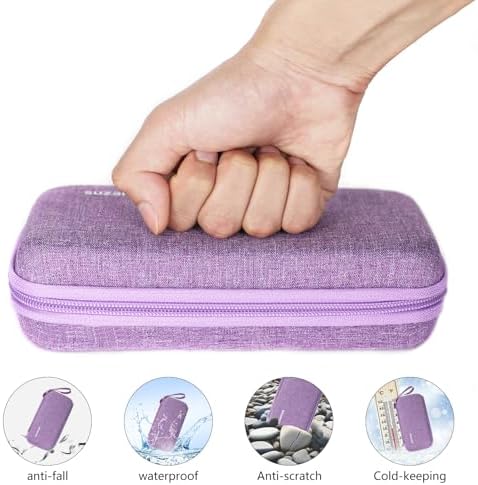suzamed Insulin Cooler Travel Case, 2x150g Ice Pack TSA Approved, Purple