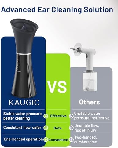 KAUGIC Ear Wax Removal, Self-Collecting Electric Flush Kit, Black