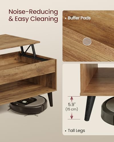 VASAGLE Lift Top Coffee Table with Hidden Storage, Gas Spring