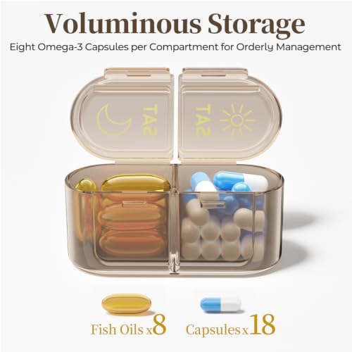 Betife AM PM Pill Organizer 7 Day, Weekly Pill Organizer Box 2 Times a Day