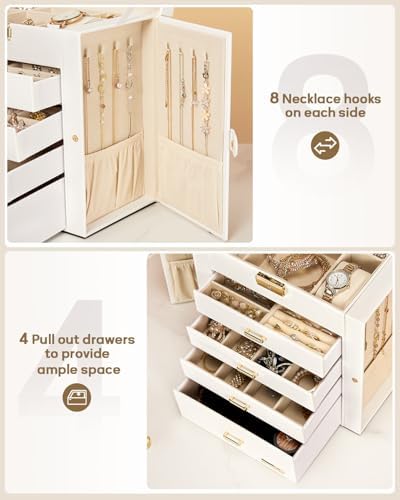 Homde Large Jewelry Box for Women: 5-Layer Organizer with Lock for Dresser