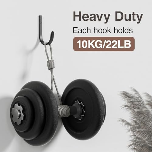 22LB Wall Hooks for Hanging Towel/Coat, Black 5 Pack
