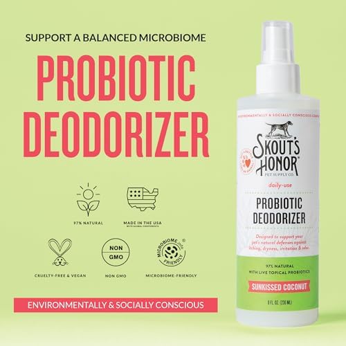 SKOUT'S HONOR Probiotic Dog Deodorizing Spray - Sunkissed Coconut, 8 oz
