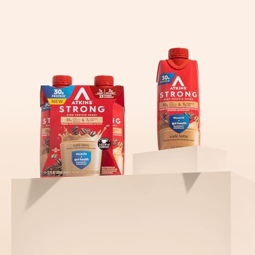 Atkins Strong High Protein Shake, Café Latte Flavored, 30g Protein, 12 CT