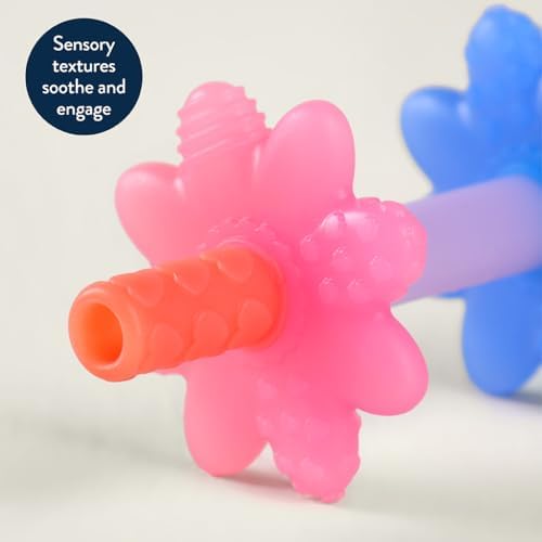 Itzy Ritzy Soothing Teething Tube, Made with Soft Silicone (Pink Rainbow)