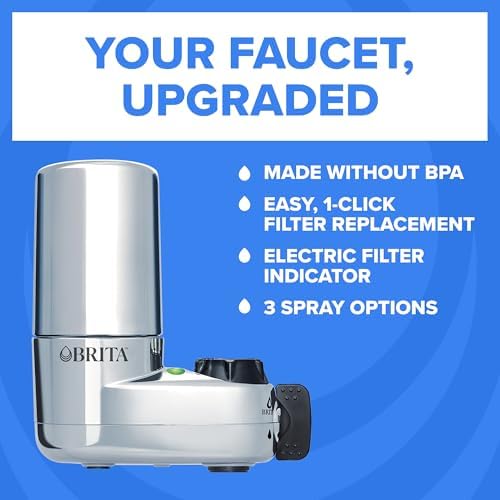 Brita Elite Chrome Faucet Water Filter System, 2 Filters