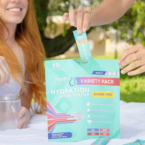 Electrolyte Powder Sugar-Free Hydration Packets Variety Pack HydroMATE 30 Sticks