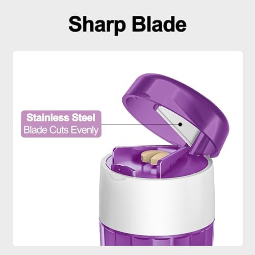 DUBSTAR 3-in-1 Pill Crusher Fine Powder Pill Grinder Pill Cutter Purple