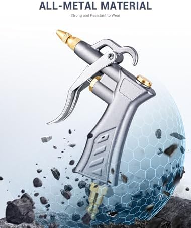 JASTIND Industrial Air Blow Gun with Brass Adjustable Air Flow Nozzle Kit