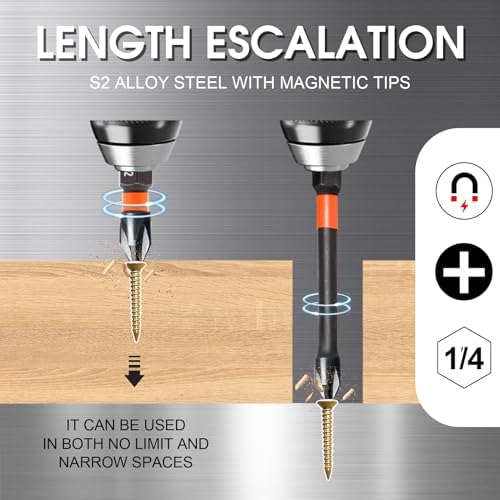 DYRECELVE 10-Piece Phillips Bits #2 Impact, 2-Inch Screwdriver Bits Set