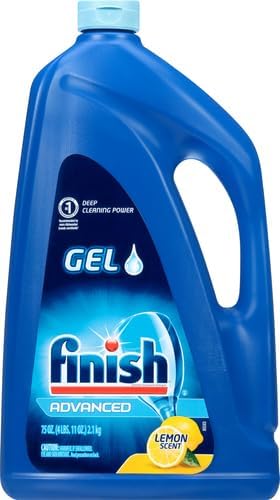 Finish Gel Liquid Dishwasher Detergent, Advanced Deep Cleaning Power Dish Soap, Fights Tough Stains, Dishwasher Soap, Plastic-Free & Septic Safe Dish Detergent, Lemon Scent, 75oz