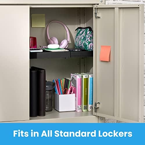 LockerMate Adjust-A-Shelf Locker Shelf for School Organization, Adjustable 12-15", Holds Up to 10 lbs, Black