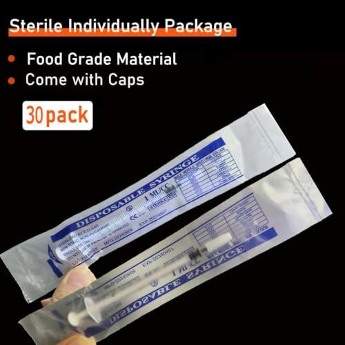 30Pcs 1ml Syringes with Cap Oral Dispenser Syringe