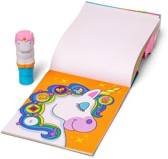 Melissa & Doug Sticker Wow!™ 24-Page Activity Pad and Sticker Stamper, 300 Stickers, Arts and Crafts Fidget Toy Collectible Character – Unicorn Creative Play Travel Toy for Girls and Boys 3+