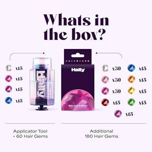 Hally Hair Gem Pen Kit with 240 Stick-On Hair Gems and Stamper Tool