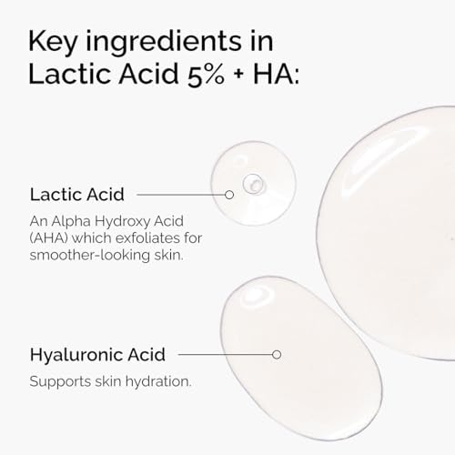 The Ordinary Lactic Acid 5% + Hyaluronic Acid 2%, Gentle Exfoliating Serum for Smoother Skin