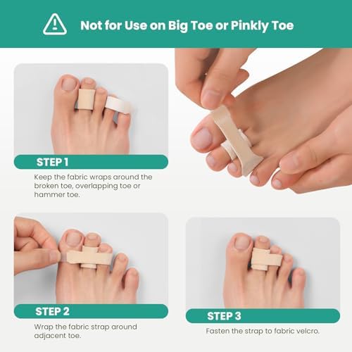 Welnove Hammer Toe Straightener and Corrector - Broken Toe Wraps 8 Ct Large