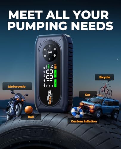 YaberAuto 5000A Car Jump Starter with Air Compressor, 150PSI Tire Inflator