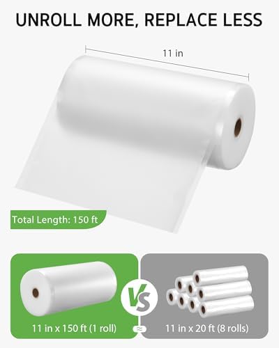 Syntus 11" x 150' Vacuum Sealer Bags for Food Seal Rolls with Cutter
