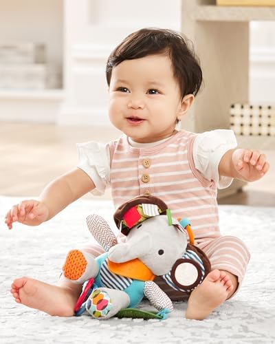 Skip Hop Bandana Buddies Baby Activity and Teething Toy with Multi-Sensory Rattle and Textures, Elephant