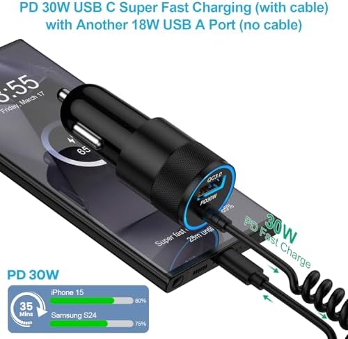 for iPhone 16e 17e 17 Pro Max Air, Fast Car Charger Adapter for iPhone 16