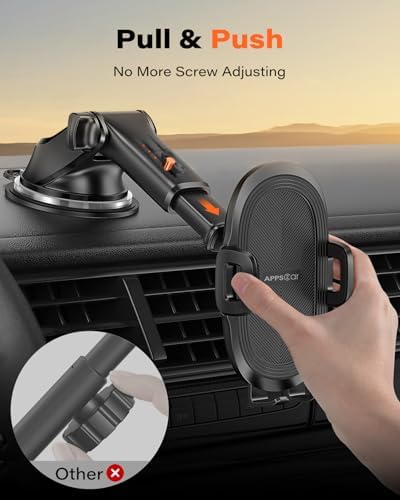 APPS2Car Car Phone Holder Military-Grade Suction Cup Dashboard Windshield